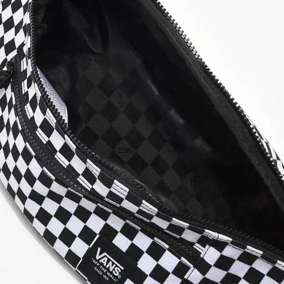 New Vans Ward Black White Checkered Crossbody Fanny Pack Bum Belt Waist Bag - Picture 11 of 17